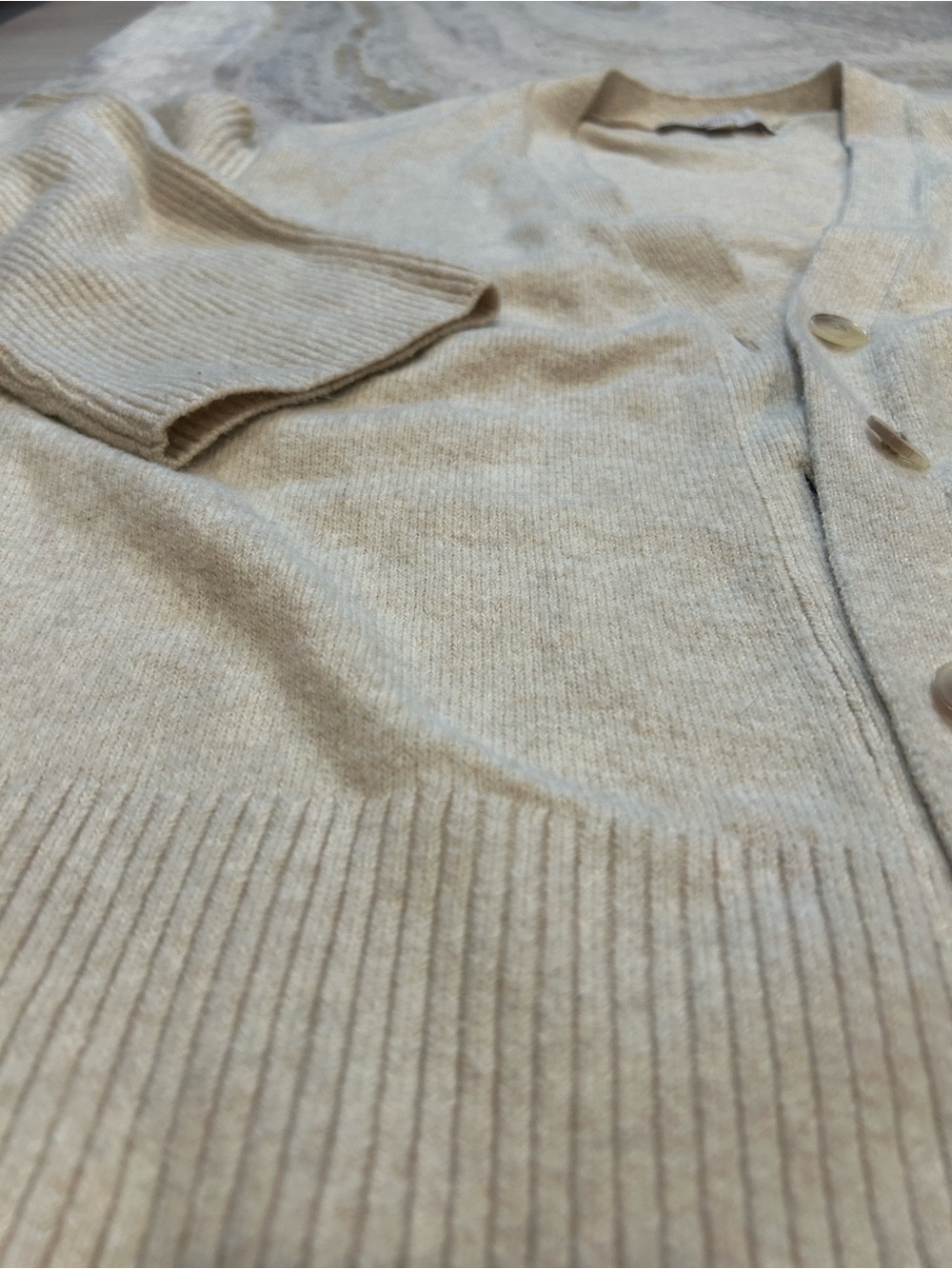 LOFT Women’s Cream V-Neck Button Cardigan - Picture 9 of 11